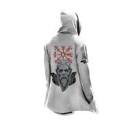 MYZTTZR Mitologia Nordica 3D Cardigan con Cappuccio da Uomo Vichingo Tatuaggio Stampa Fenrir Odino Corvo Vintage Moda Autunno Giacca Medievale Regalo,Odin,5XL