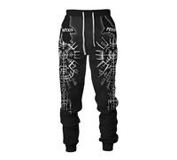 MYZTTZR Mitologia Nordica 3D Stampato Pantaloni Sportivi da Uomo Vichingo retrò Tatuaggio Nodo Celtico Cosplay Corvo di Odino Valhalla Medievale,Norse Mythology,M