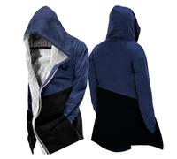 MYZTTZR Mitologia Nordica da Uomo Foderata in Pile Imbottita Autunno/Inverno con Cappuccio Giacca Vichinga 3D Tatuaggio Valhalla Medievale Regalo di Natale,Odin Raven,S