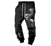 MYZTTZR Mitologia Nordica Pantaloni da Uomo Pantaloni Vichingo 3D Stampato Tatuaggio Odino Corvo Teschio retrò personalità Pantaloni Sportivi da Donna,Cosplay Costume,S