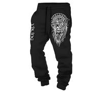 MYZTTZR Mitologia Nordica Pantaloni da Uomo Pantaloni Vichingo 3D Stampato Tatuaggio Odino Corvo Teschio retrò personalità Pantaloni Sportivi da Donna,Odin God,L