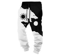 MYZTTZR Mitologia Nordica Pantaloni da Uomo Pantaloni Vichingo 3D Stampato Tatuaggio Odino Corvo Teschio retrò personalità Pantaloni Sportivi da Donna,Fenrir,S