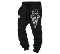 MYZTTZR Mitologia Nordica Pantaloni da Uomo Pantaloni Vichingo 3D Stampato Tatuaggio Odino Corvo Teschio retrò personalità Pantaloni Sportivi da Donna,Yggdrasil,M