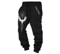 MYZTTZR Mitologia Nordica Pantaloni da Uomo Pantaloni Vichingo 3D Stampato Tatuaggio Odino Corvo Teschio retrò personalità Pantaloni Sportivi da Donna,Raven,S