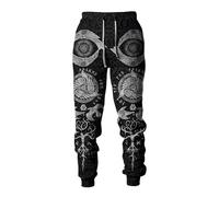 MYZTTZR Mitologia Nordica Pantaloni Sportivi da Uomo Vichingo 3D Tatuaggio Stampa Fenrir Lupo Odino Dio retrò Moda Medievale Regalo,Valhalla,L