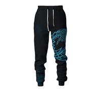 MYZTTZR Mitologia Nordica Pantaloni Sportivi da Uomo Vichingo 3D Tatuaggio Stampa Fenrir Lupo Odino Dio retrò Moda Medievale Regalo,Raven,XL