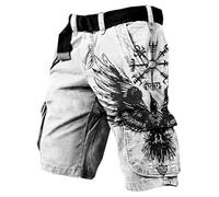 MYZTTZR Mitologia Nordica Uomo Estate Pantaloncini Vichingo 3D Tatuaggio retrò Moda Individualità Tendenza Medievale Valhalla Regalo,Raven,5XL