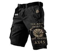 MYZTTZR Mitologia Nordica Uomo Estate Pantaloncini Vichingo 3D Tatuaggio retrò Moda Individualità Tendenza Medievale Valhalla Regalo,Viking Symbols,4XL