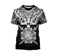MYZTTZR Norreno Maglietta Estate Ultra Sottile Asciugatura Rapida Maniche Corte Casual Mito di Odino Regalo Vichingo,Viking Compass,5XL