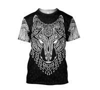 MYZTTZR Ragnar Maglietta per Uomo Miti Norreni Tatuaggio Estate Asciugatura Rapida Casual Maniche Corte Camicia Costume Cosplay,Celtic Wolf,L