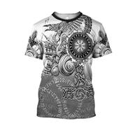 MYZTTZR T-Shirt Vichinga a Maniche Corte Estate Uomo Stampa Camicia Casual Ultra-Sottile ad Asciugatura Rapida Regalo Nordico,Helm of awe,5XL