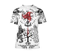 MYZTTZR T-Shirt Vichinga a Maniche Corte Estate Uomo Stampa Camicia Casual Ultra-Sottile ad Asciugatura Rapida Regalo Nordico,Yggdrasil,5XL