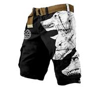 MYZTTZR Uomo Estate Pantaloncini Vichingo 3D Tatuaggio Stampa Odino Fenrir Teschio Valhalla Atletico Casual Regalo (Cintura Non Inclusa),Mediaeval,5XL