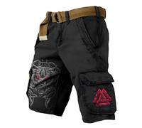 MYZTTZR Uomo Estate Pantaloncini Vichingo 3D Tatuaggio Stampa Odino Fenrir Teschio Valhalla Atletico Casual Regalo (Cintura Non Inclusa),Fenrir,3XL