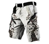 MYZTTZR Uomo Estate Pantaloncini Vichingo 3D Tatuaggio Stampa Odino Fenrir Teschio Valhalla Atletico Casual Regalo (Cintura Non Inclusa),Yggdrasil,M