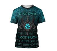 MYZTTZR Valhalla Maglietta Estiva S-5XL Hawaiian a Maniche Corte Quick Dry Odin Myth Uomo Cosplay Norse Gift,Ragnar lodbrok,L