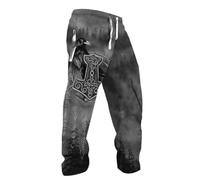 MYZTTZR Vichingo 3D Uomo Pantaloni Mitologia Nordica Tatuaggio Fenrir Retro personalità Sport Tempo Libero Valhalla Regalo,Odin Raven,4XL