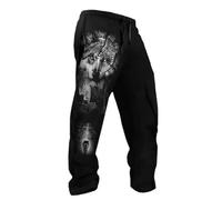 MYZTTZR Vichingo 3D Uomo Pantaloni Mitologia Nordica Tatuaggio Fenrir Retro personalità Sport Tempo Libero Valhalla Regalo,Fenrir Wolf,S