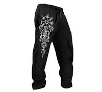 MYZTTZR Vichingo 3D Uomo Pantaloni Mitologia Nordica Tatuaggio Fenrir Retro personalità Sport Tempo Libero Valhalla Regalo,Norse Runes,5XL