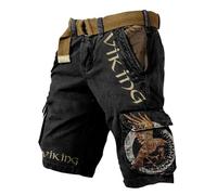MYZTTZR Vichingo Estate Pantaloncini per Uomo Stampato in 3D Mitologia Norrena Tattoo Outdoor Pantaloni da Spiaggia Pantaloni da Lavoro Valhalla Medievale,Norse Runes,4XL