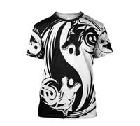 MYZTTZR Vichingo Fenrir Lupo Maglietta da Uomo Stampata in 3D Mitologia Norrena Estate A Maniche Corte Asciugatura Rapida Camicia papà Regalo,E,3XL