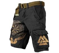 MYZTTZR Vichingo Stampato in 3D Pantaloncini Nordico Tatuaggio Vintage Casual Personalizzato Uomo Sportivo Pantaloni da Spiaggia Medievale Valhalla,Celtic Knot,L
