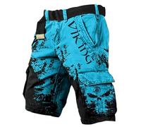 MYZTTZR Vichingo Uomo Estate Pantaloncini Mitologia Nordica 3D Tattoo Stampa retrò Moda Trend Donna Felpe Valhalla Regalo,Viking Light Blue,S
