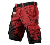 MYZTTZR Vichingo Uomo Estate Pantaloncini Mitologia Nordica 3D Tattoo Stampa retrò Moda Trend Donna Felpe Valhalla Regalo,Viking Red,S