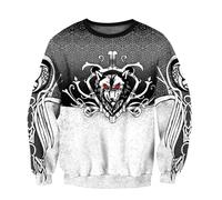 MYZTTZR Vichingo Uomo Felpa Nordico Mitologia Tatuaggio Modello Vintage Casual Moda Manica Lunga Collo Rotondo Valhalla Medievale,Geri,XL