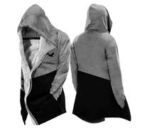 MYZTTZR Viking 3D Fleece-Lined Thermal Zipper Hoodie for Men Nordic Mythology Tattoo Vintage Casual Thickened Sweatshirt for Fall/Winter,Valhalla,S