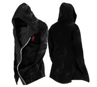 MYZTTZR Viking 3D Fleece-Lined Thermal Zipper Hoodie for Men Nordic Mythology Tattoo Vintage Casual Thickened Sweatshirt for Fall/Winter,Mediaeval,S