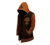 MYZTTZR Viking Lunghezza Media da Uomo Cardigan con Cappuccio/Mitologia Norrena Yggdrasil 3D Tatuaggio Stampa retrò Moda TendenzaValhalla,Mediaeval,S
