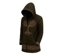 MYZTTZR Viking Lunghezza Media da Uomo Cardigan con Cappuccio/Mitologia Norrena Yggdrasil 3D Tatuaggio Stampa retrò Moda TendenzaValhalla,Yggdrasil,5XL