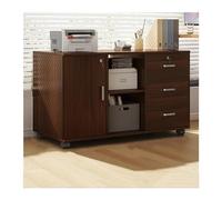 mZ7jGu1 Archivio Armadietto for ufficio sotto la scrivania portaoggetti con tre cassetti e due scomparti un'anta Credenze for piante chiusura in legno Armadietti portaoggetti(Bruin)