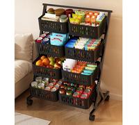 MZBDYYF Espositore per snack a 3 e 4 ripiani con ruote, organizer in metallo per alimenti, frutta, verdura, home theatre, supporto portatile per concessioni