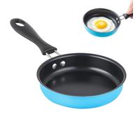 Mzbnfa Mini padella antiaderente da 12 cm per un uovo portatile da 12 cm, mini padella blu da campeggio con manico resistente al calore, per fornelli a gas e piano cottura a induzione