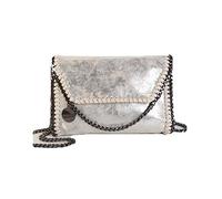 MZBoutiques Borsa casual da donna in pelle PU con tracolla a tracolla in pelle a catena (argento)