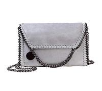 MZBoutiques Borsa casual da donna in pelle PU con tracolla a tracolla in pelle a catena (grigio)