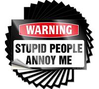 MZBS Adesivi e decalcomanie per auto con scritta "Warning Stupid People Annoy Me", 10 adesivi per meccanici, adesivi e decalcomanie (6 x 9 cm)