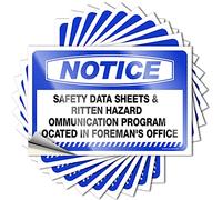 MZBS Adesivi per auto e decalcomanie Avviso Schede dati di sicurezza e programma di comunicazione sui pericoli scritti situati in Foreman'S Office Stickers 10 cartelli di avvertimento per camera da