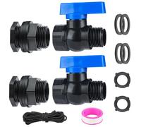 Mzcvriru Valvola a sfera con filettatura da 3/4" e kit di montaggio per paratia, per serbatoio dell'acqua, acquario (confezione da 2)