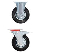 mzdioop 24 ruote in gomma da 125 mm con rivestimento in zinco, per trasporto di materiali, logistica di magazzino, officina, mobili, con freni, silenziose, resistenti agli urti, portata fino a 100 kg