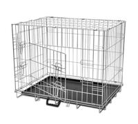 mzdioop Box pieghevole per cani in metallo L con 2 porte, portatile e sicura per cani, gatti e animali domestici, robusta, leggera, ideale per il trasporto, viaggi, auto, aereo, treno