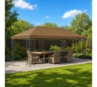 mzdioop Gazebo da 6 x 3 m, con pareti laterali, in poliestere e acciaio, impermeabile, per giardino, terrazza, balcone, con lati in rete e telaio del tetto che circola l'aria come ombra e