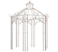 mzdioop Gazebo da giardino marrone anticato in ferro battuto, 3 m, con design ad arco, come ombra e tettoia per giardino, terrazza, balcone, con robusto telaio del tetto e parapioggia