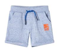 mzdioop Pantaloncini per bambini con coulisse, blu melange, in 100% cotone, lunghezza al ginocchio, con elastico in vita e due tasche, taglia per ragazzi e ragazze, per tutti i giorni, scuola, parco