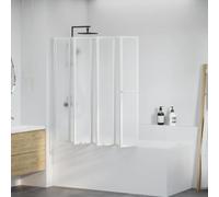 mzdioop Parete Doccia Pieghevole 140x168 cm con Portasciugamani Telaio Alluminio Protezione Perdita Acqua Montaggio Universale Salvaspazio Accessori di Installazione Inclusi