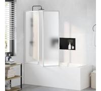 mzdioop Parete Doccia Pieghevole 141x132cm a 3 Pannelli Bianco Salvaspazio Montaggio Universale Sinistra o Destra, Telaio in Alluminio Durevole