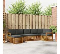 mzdioop Set di divani angolari, 7 pezzi, in legno massiccio di acacia, 306 x 128,5 x 73 cm, modulare per giardino, terrazza, soggiorno, relax e sedersi
