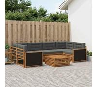 mzdioop Set di divani da esterni, 7 pezzi, in poliestere, colore antracite, modulare per giardino, terrazza, balcone, con seduta e cuscini, per rilassarsi comodamente e stare in compagnia